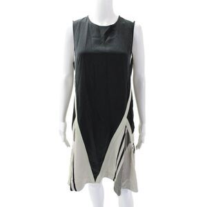 Ohne Titel Womens Silk Sleeveless Round Neck Zippered Midi Dress Black Size 44